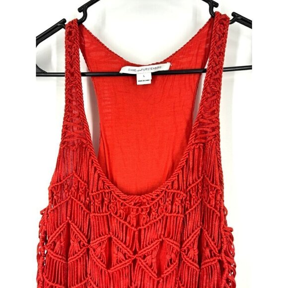 Diane Von Furstenberg Vintage Crotchet Orange Sparkle Mini Dress Large - Picture 3 of 5